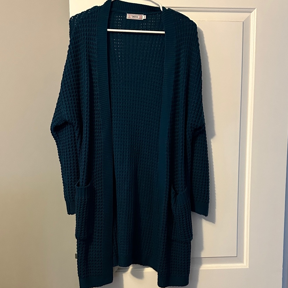 Elegant Teal Knit Cardigan